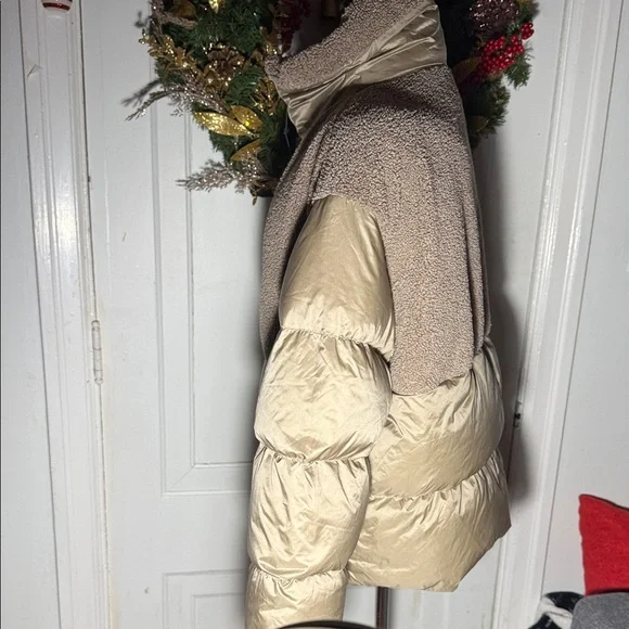 Massimo Dutti Feather down filled puffer jacket brown and tan Med. Like New. - Picture 2 of 16